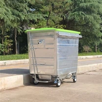 Λευκός Ατσάλινος Κάδος Απορριμμάτων